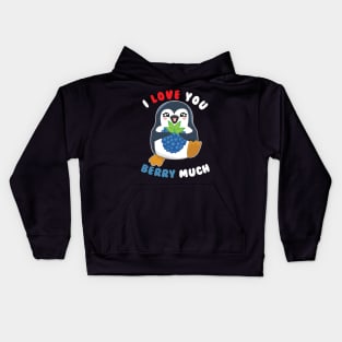I Love You Berry Much Cute Penguin I Love You Pun Kids Hoodie